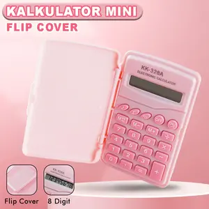 Kalkulator Mini Flip Cover 8 Digit Desain Lucu Dan Portabel Cocok untuk Sekolah & Kantor Penutup Depan CA-0912 alat  sekolah