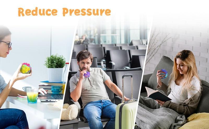 Product Introduction of 2pcs Rainbow Ball Push Bubble Antistress Cube Decompression Toys Squeeze 3D Elastic Ball Stress Relief Sensory Toy For Kids Gift 7