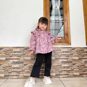Blouse Anak Jaquard Fukoro Korean look -Atasan Motif Bunga