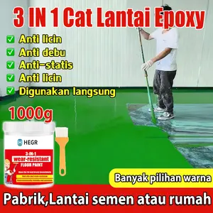 Membuat lantai lebih estetik!!3 IN 1 Cat Lantai Epoxy Self Flow 1kg Tahan gesek dan tebal kuat - Berlaku untuk Tempat parkir Pabrik Lantai rumah Indoor Outdoor