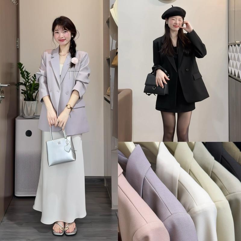 B16 Áo Blazer Nữ Dài Tay Áo Vest Nữ Form Suông Phong Cách Trẻ Trung Boiling QC