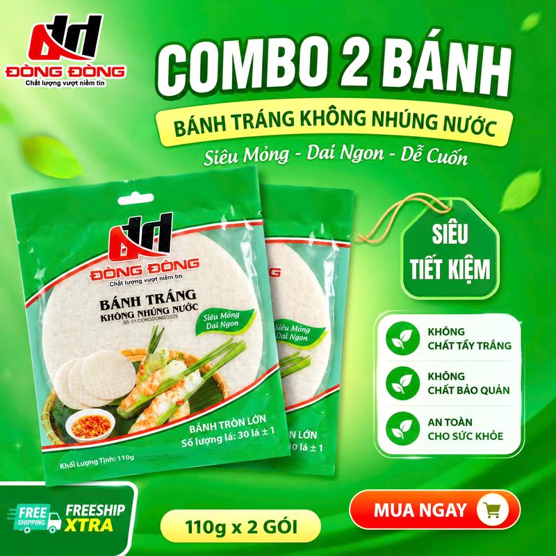 BÁNH TRÁNG KHÔNG NHÚNG NƯỚC ĐÒNG ĐÒNG - 30 LÁ BÁNH TRÒN LỚN