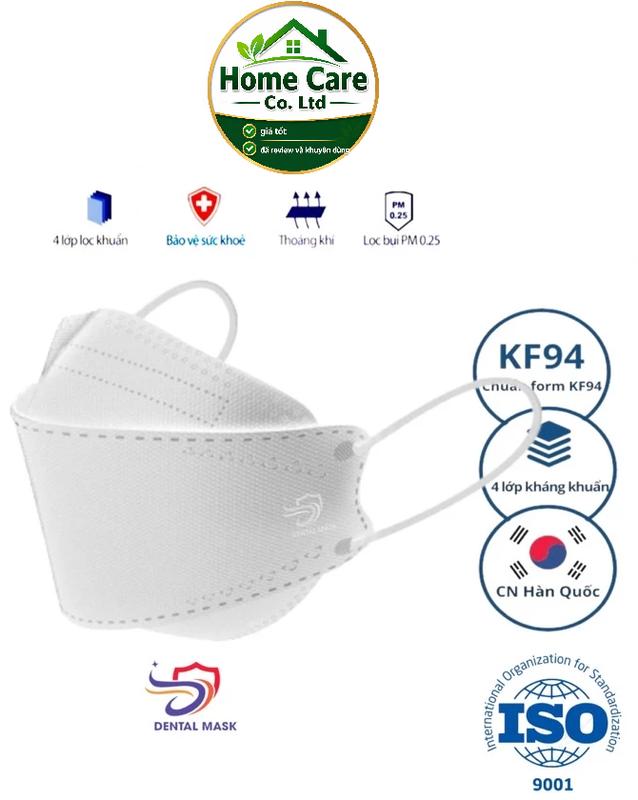 Khẩu Trang Dental Mask 4D tiêu chuẩn KF94, 4 Lớp Kháng Khuẩn, Chống Tia Uv - trắng