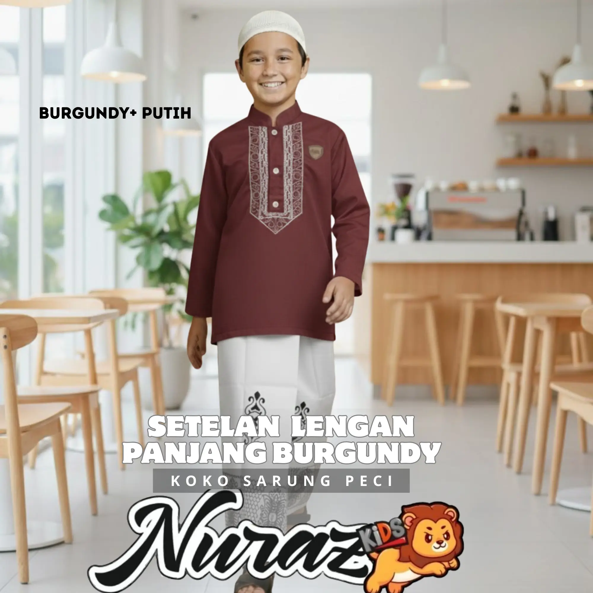 KOKO BURGUNDY+ SARUNG PUTIH