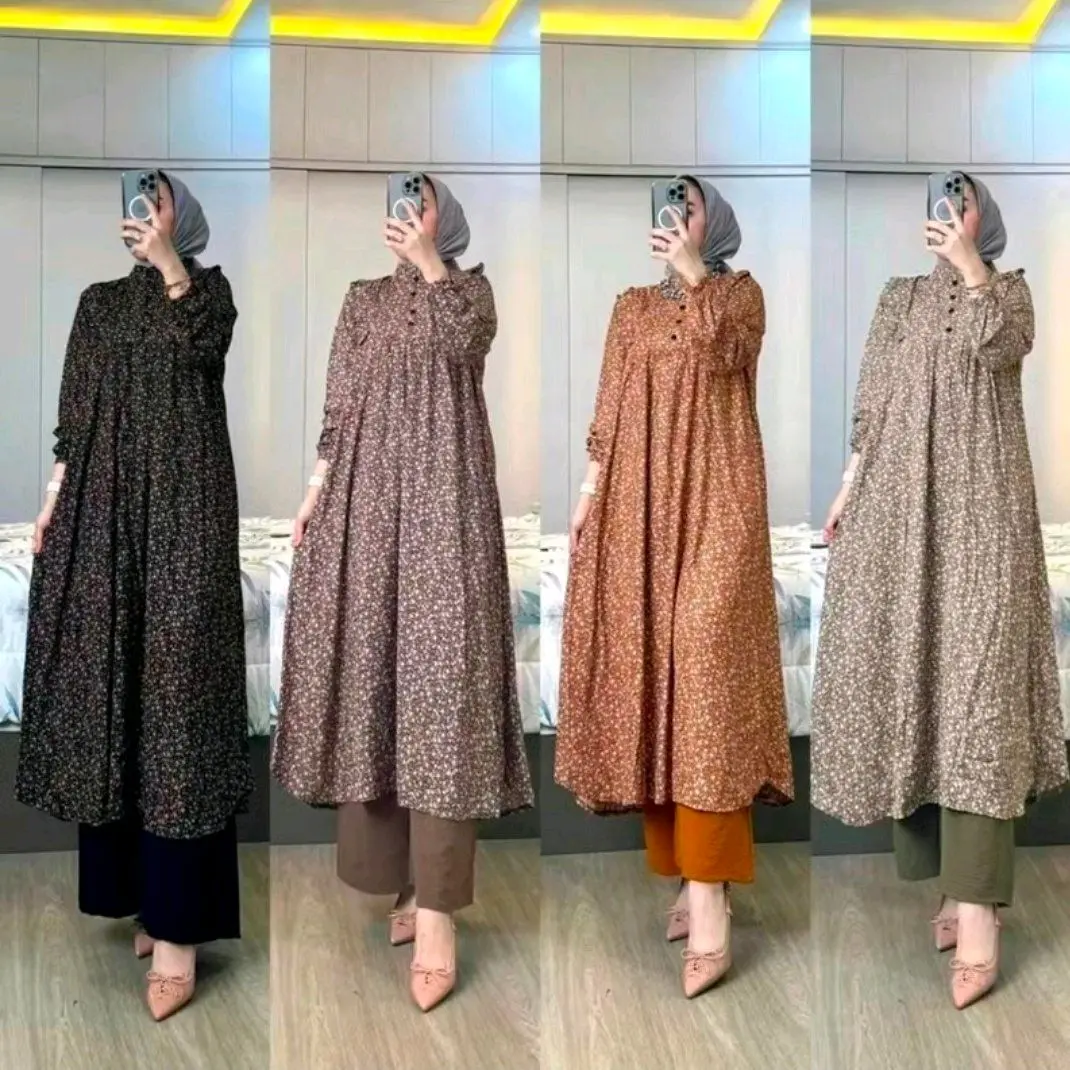 SET LONG TUNIK SABRINA DAN MECCA RAYON DIAMOND