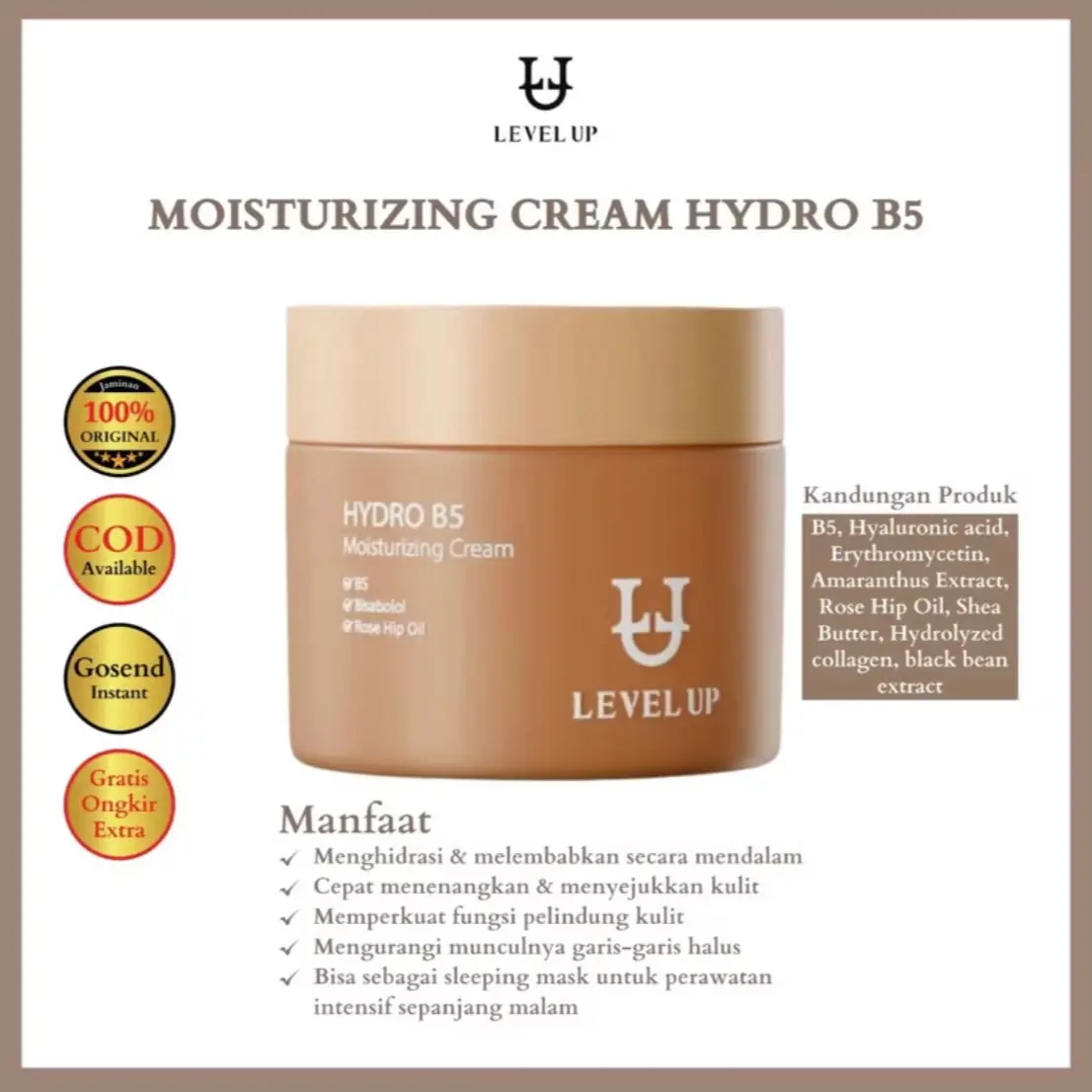 Shella Saukia Skin Moisturizer Hydro B5 Level Up Pelembab Skin Barier Wajah Mencerahkan