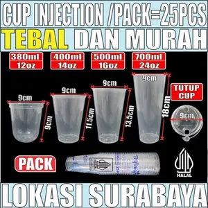 Cup Injection HALAL Tebal 12oz 380ml 14oz 400ml 16oz 500ml 24oz 700ml Tutup Sambung Trifinity SDA