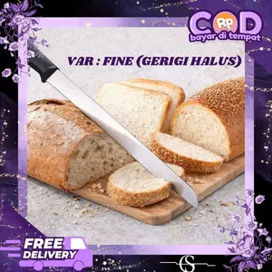 Pisau Roti Gerigi Halus Ukuran 36 dan 46cm Stainless Steel Tajam Potong Rapi Pegangan Nyaman