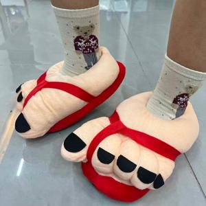 Pantuflas creativas, lindas y divertidas de pie grande, diseño nuevo de piel, suela blanda, zapatos de invierno, pantuflas de casa cómodas y cálidas