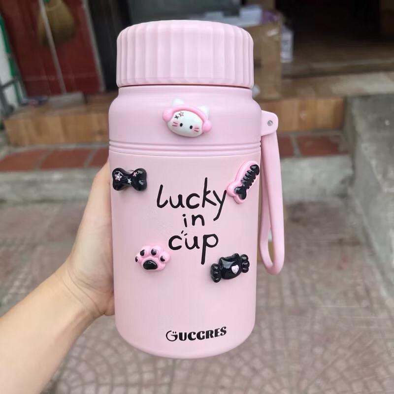 ￼Bình giữ nhiệt Fashion Cup 1000ml, bình uống nước kiểu dáng Hàn Quốc có khay lọc trà và quai xách