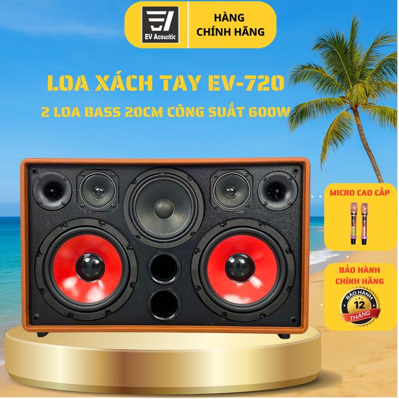 [EV-720 600W] Loa Kéo Xách Tay Hát Karaoke Di Động Bluetooth Đa Năng 2 Bass 20cm Công Suất Lớn 600W Chính Hãng Giải Trí Nghe Nhạc Dã Ngoại Bảo Hành 12 Tháng Mẫu Mới 2025