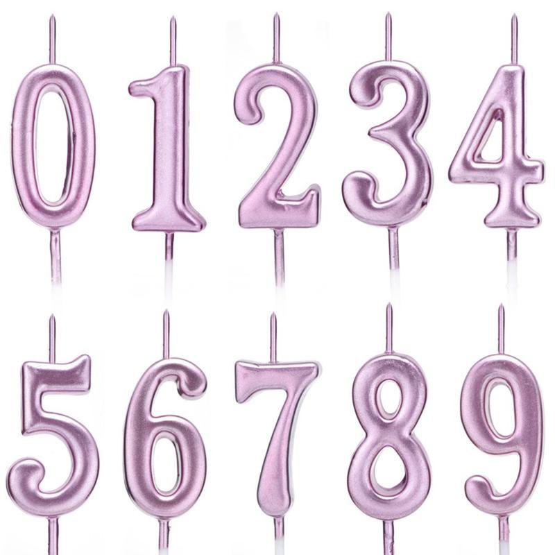 Product Introduction of 1 PC Gift Ornaments Rose  Cake Topper Happy Birthday Cupcake Decor Number Candles 9