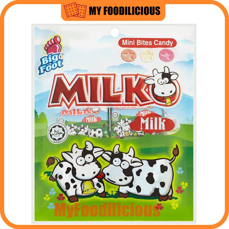 Product Introduction of Big Foot Milko Mini Bites Candy Milk / Cocoa / Strawberry 60g Individual Packs 0
