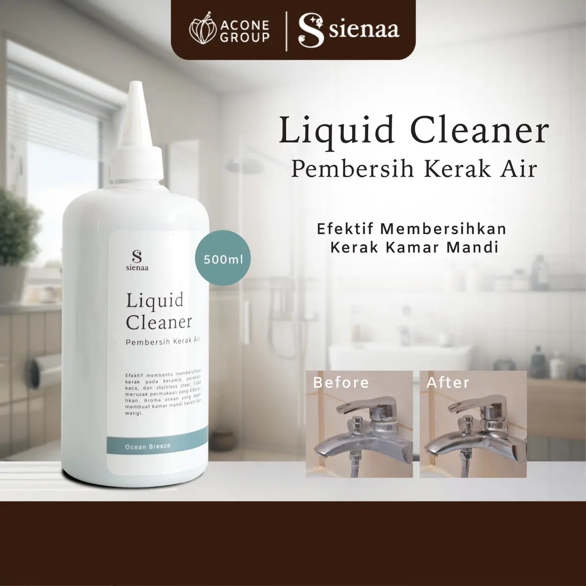 SIENAA - Liquid Cleaner Pembersih Kerak Air Efektif Membersihkan Kamar Mandi