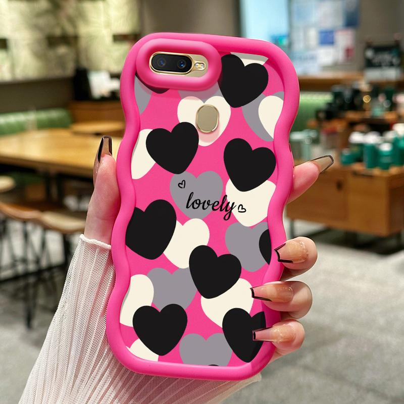Casing Hp Untuk OPPO A7 A5s A12 A12s A11K Casing Hp Kesing Softcase Case Bahan silikon gelombang Cesing Pola Hati Retro Mode pelindung marshmallow Anti Jatuh Tahan debu guncangan 1
