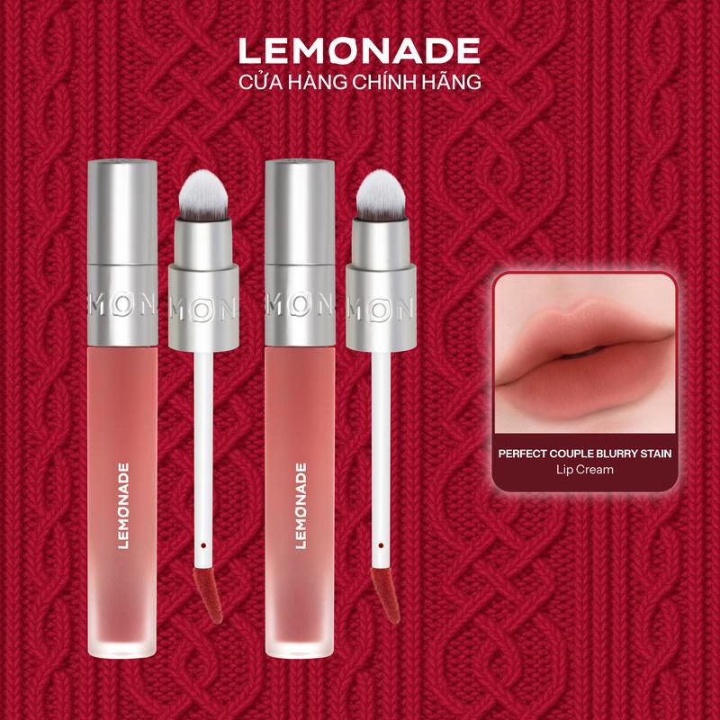  Combo 02 Son bùn ẩm mờ mịn lâu trôi Lemonade Perfect Couple Blurry Stain Lip Cream 3.5gx2 