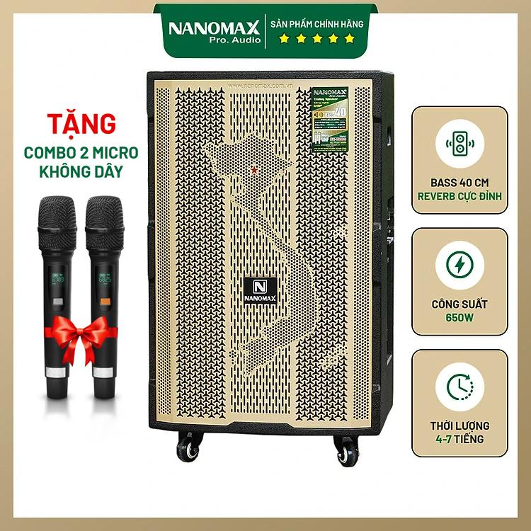  Loa Kéo Di Động Nanomax Karaoke SK-0209 Bass 40 3 Đường Tiếng Công Suất 650W | Loa Bluetooth Tặng 2 Micro Đoc Được USB Kết Nối Với Tivi Củ Loa Nghe Nhạc nanomax sk15q1 