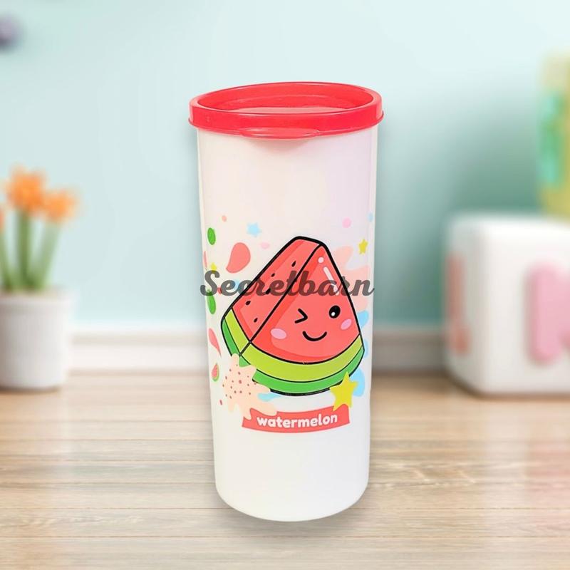 Gelas FRUITAMIN | Souvenir Ulang Tahun Anak | Tempat Minum Plastik Ultah Plus Tutup