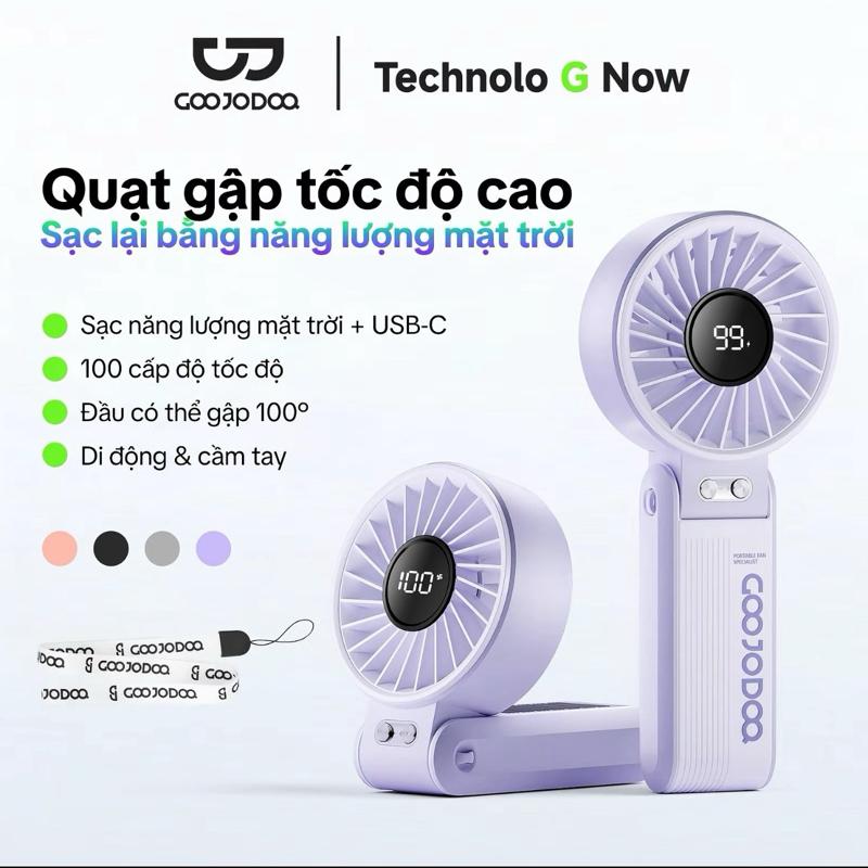 Goojodoq Quạt Cầm Tay Màu Tím Trắng Đỏ Hồng