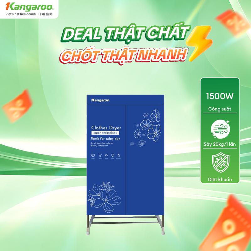 KGCD15M1E | Tủ sấy quần áo Kangaroo - Công suất 1500W - Sấy khô tối đa 20kg quần áo/lần