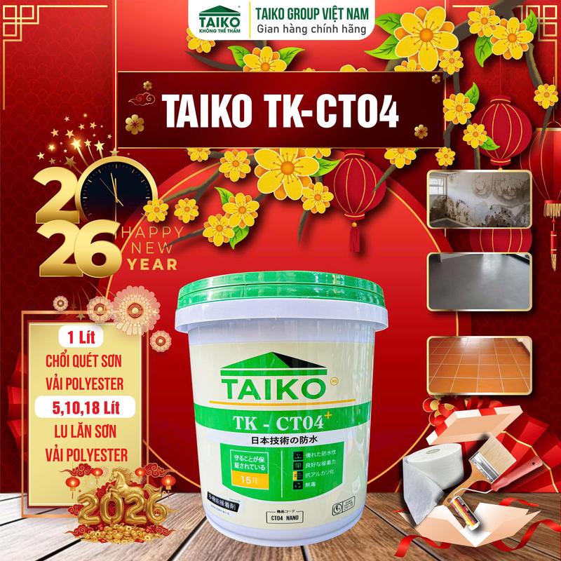  Đủ Size  Sơn Chống Thấm Thuận   Ngược TAIKO CT4 – Cho Sàn Mái Sân Thượng Nền Ẩm Nhà Vệ Sinh Chưa Ốp Lát – Tặng Vải Gia Cường 