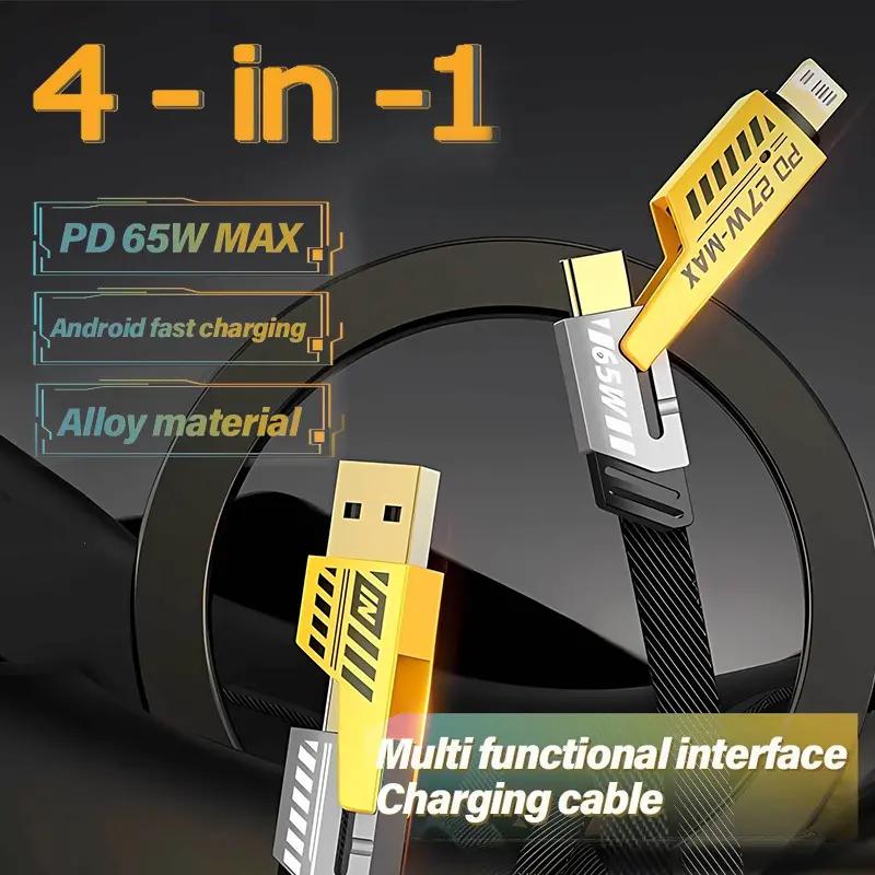 4 trong 1 65W cách nhanh chóng tính phí USB loại c cáp Usb micro cho Iphone Samsung Huawei Xiaomi nhiều cổng dây sạc