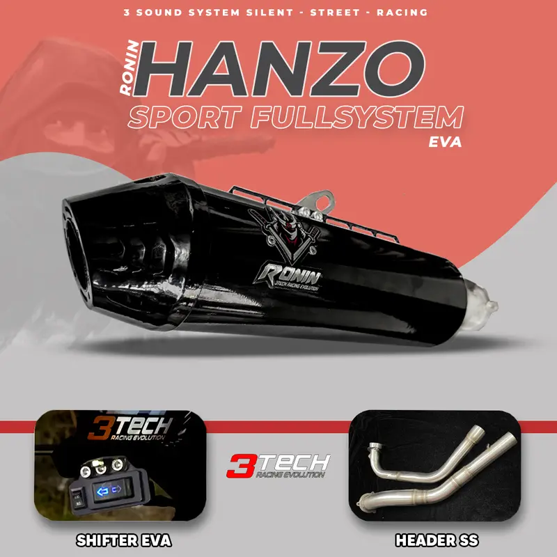 Motor Sport & Bebek 110cc -160cc Ronin Hanzo Knalpot 3 Suara 3tech Original dan Begaransi Resmi FULLSYSTEM R15 V3 R15 V4 CBR150 GSXR150 MXKING SUPRA SATRIA FU XABRE VIXION  CB150 CB150X CRF KLX WR155 1