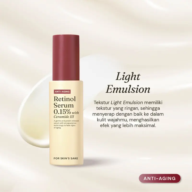For Skin's Sake FSS Retinol Serum 0.15% Membantu Memudarkan Garis Halus Memudarkan Tanda Penuaan with Ceramide III Perawatan Kerutan Remaja Mengencangkan Mencerahkan anti Aging 2