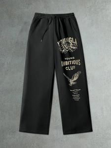 Pantalones estampados con cintura con cordón para hombre, estampado de águila rosa, cómodos pantalones jogger casuales, adecuados para todas las estaciones, amplia gama de opciones de combinación