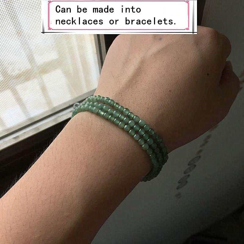 Product Introduction of Small-sized ice natural jadeite A cargo ice oil blue necklace beads around three rings bracelet multi-ring bracelet female 2