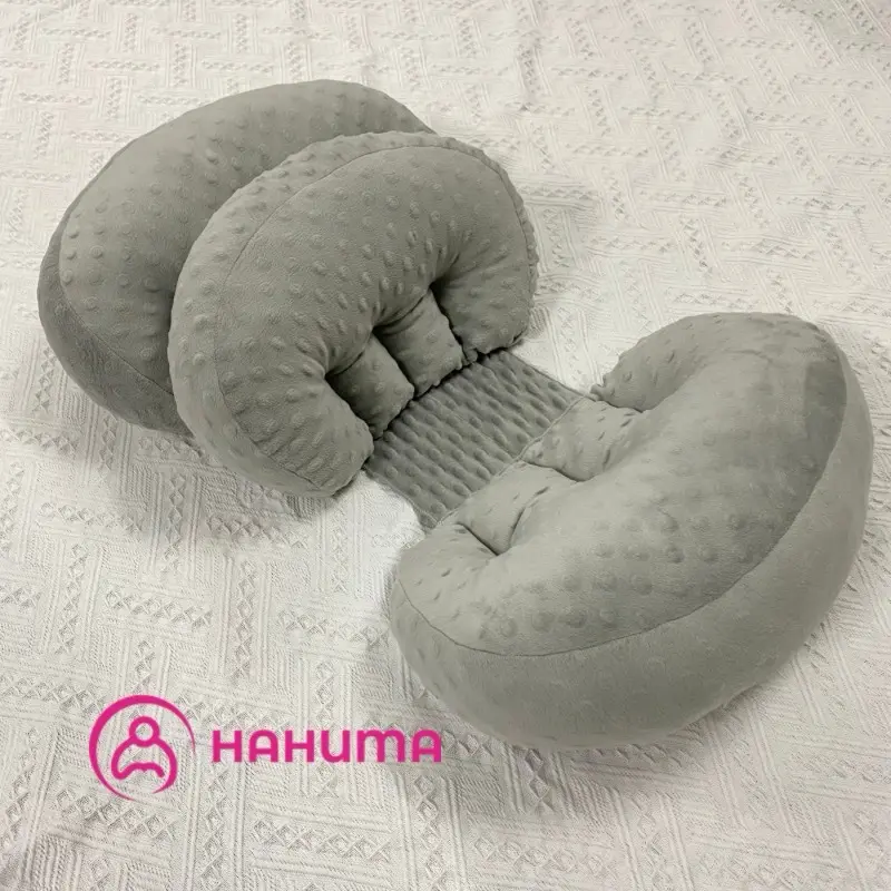 Gối bà bầu cánh tiên vải nhung hạt đậu 3d Hahuma cho mẹ bầu ngủ ngon