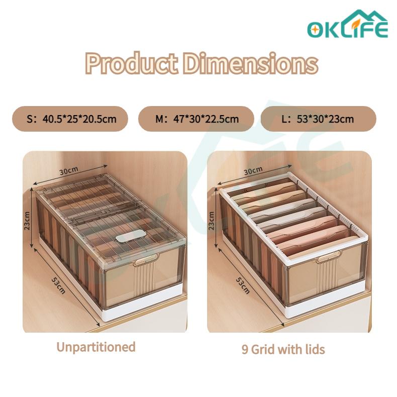 Product Introduction of [OKLIFE. SG]Foldable Clothes storage box/Stackable Plastic Storage Bins/with lid Wardrobe Clothes Organizer/Storage box 37
