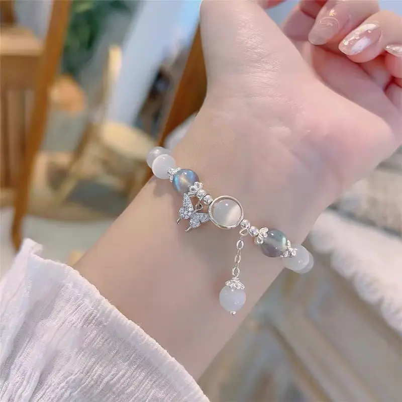 Vòng Tay Thời Trang Với Hạt Sợi 8Mm Cho Nữ, Trang Sức Thời Trang Hàn Quốc Cho Nữ, Vòng Tay Quyến Rũ, Phụ Kiện Trang Trí Tay, Quà Tặng Cho Bé Gái 3