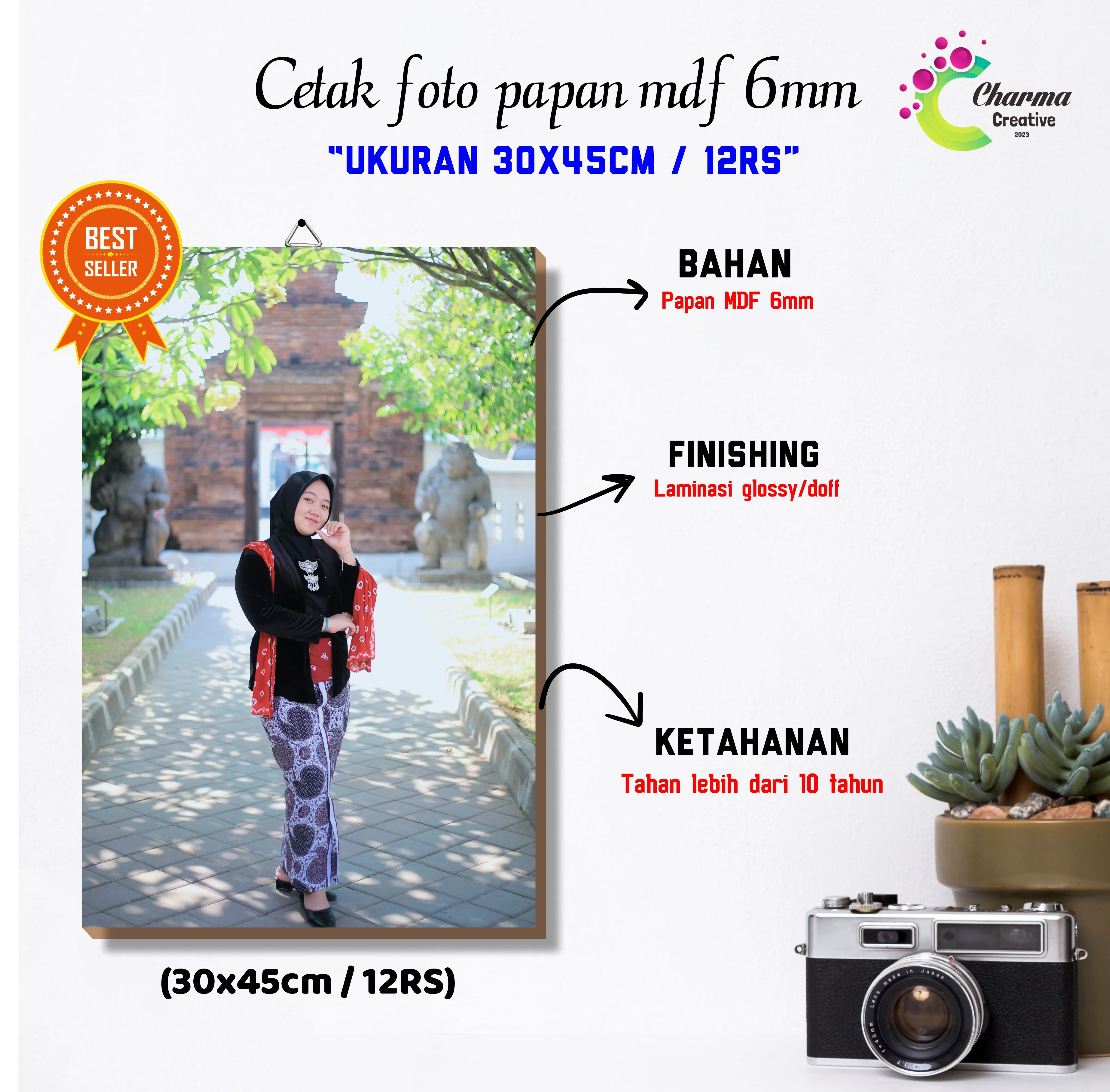CETAK FOTO BINGKAI PAPAN MDF UKURAN 30X45CM 12RS - CETAK FOTO CUSTOM MDF