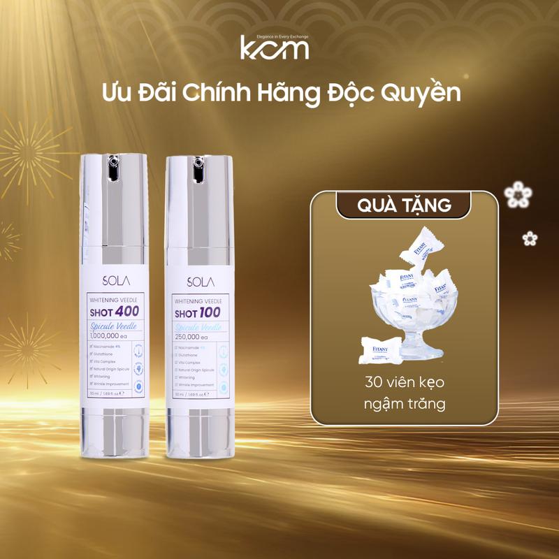  Tinh chất vi kim Serum Sola Whitening Veedle Shot 100 400 giảm sần sùi thâm nám se khít lỗ chân lông trẻ hoá làn da 