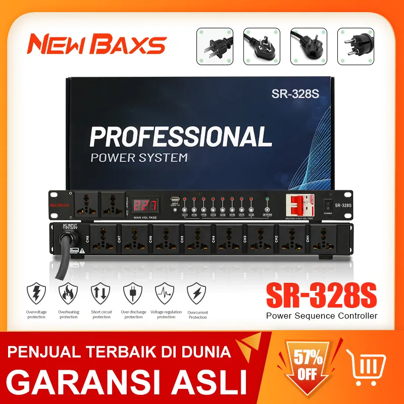NEW BAXS Manajer listrik SR-328S 40 Amp power controller 8-channel audio time system power is applicable to stage central control socket controller.