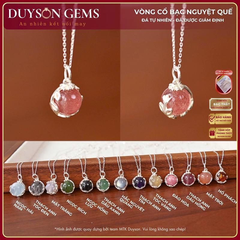  Dây chuyền bạc 925 lá nguyệt quế đính đá tự nhiên mang năng lượng may mắn Duyson Silver 