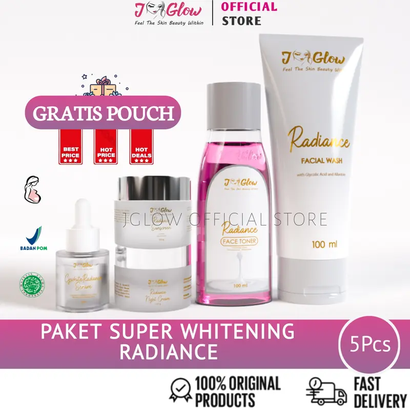 JGLOW Super Whitening Radiance Mencerahkan Kulit Wajah Facial Pencerah Niacinamide dan Perawatan Anti Aging 0
