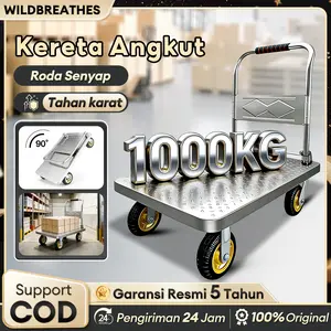 【​​Pengiriman hari ini​​】Handtruck Troli Barang Lipat Model Besi 1000 Kg Besi Ringan Lipat Troli Kecil Troli Baja Kuat Tebal Folding Cart Handtruck Troli Barang Lipat Hand Truck Folding Cart Silent Wheel Troli Angkut Handtruck besi