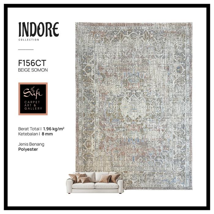 Gambar Karpet Lantai Minimalis Vintage Abstrak Modern Design Turki Indore F156CT Beige Somon - 120x170 dari Sufi Carpet Kota Administrasi Jakarta Pusat Tokopedia