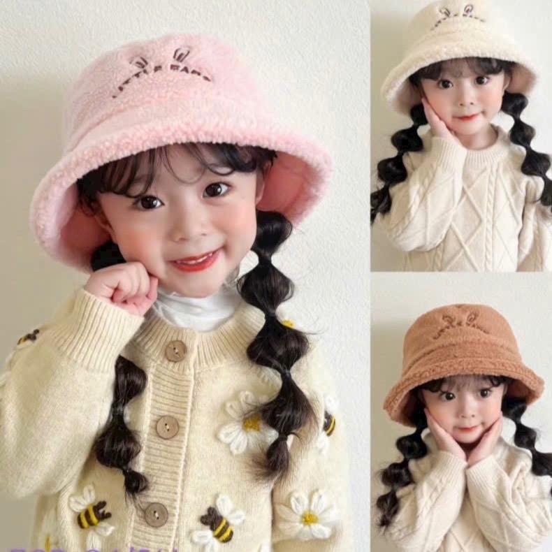  Nón bo thỏ lông cừu QC   3 đến 8 tuổi   dễ thương dành cho bé chống nắng 