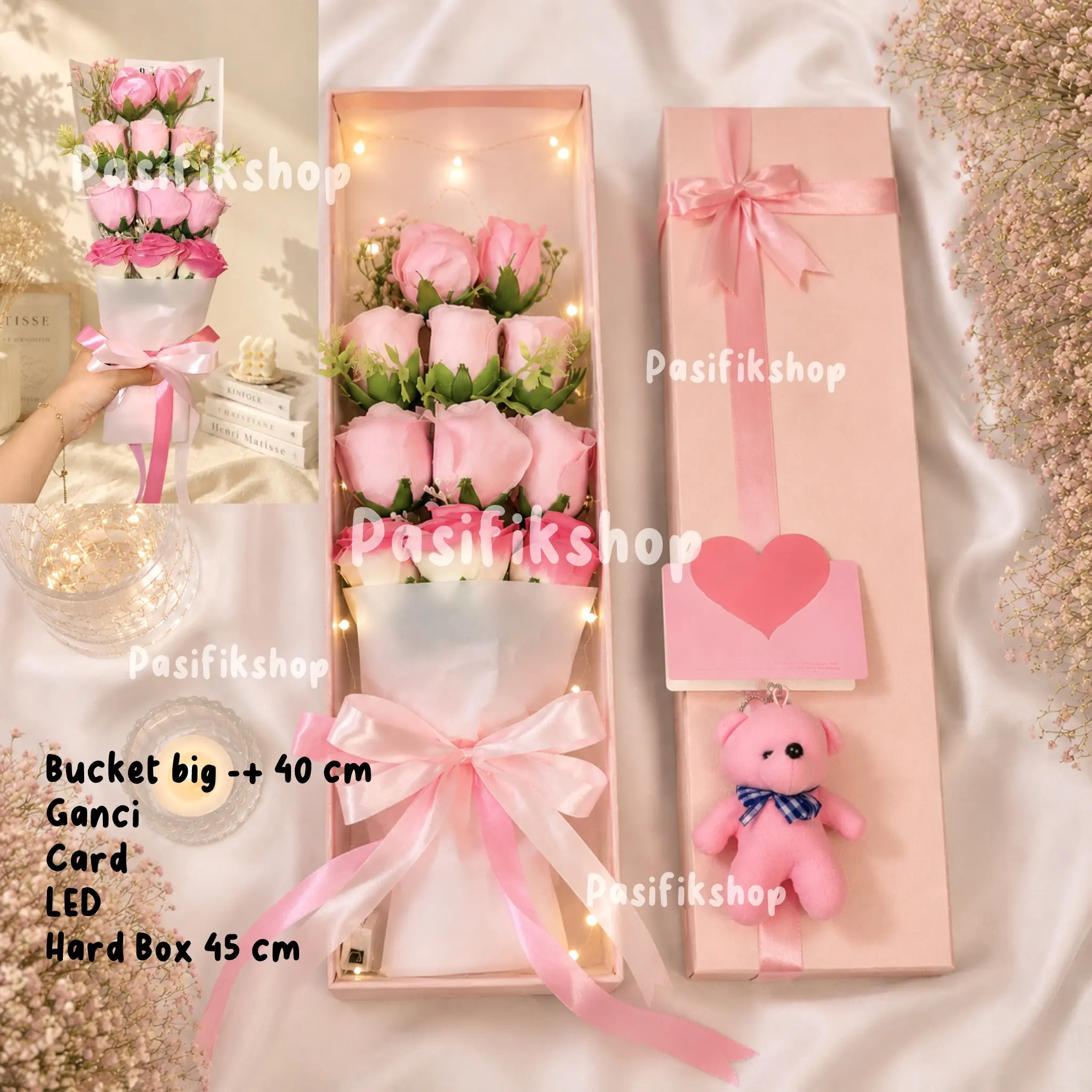 Tanda Cinta New | Kado Romantis Premium | Bunga Artificial or Boneka or Kalung | Kado Ultah, Anniversary, Wisuda & Valentine Elegan