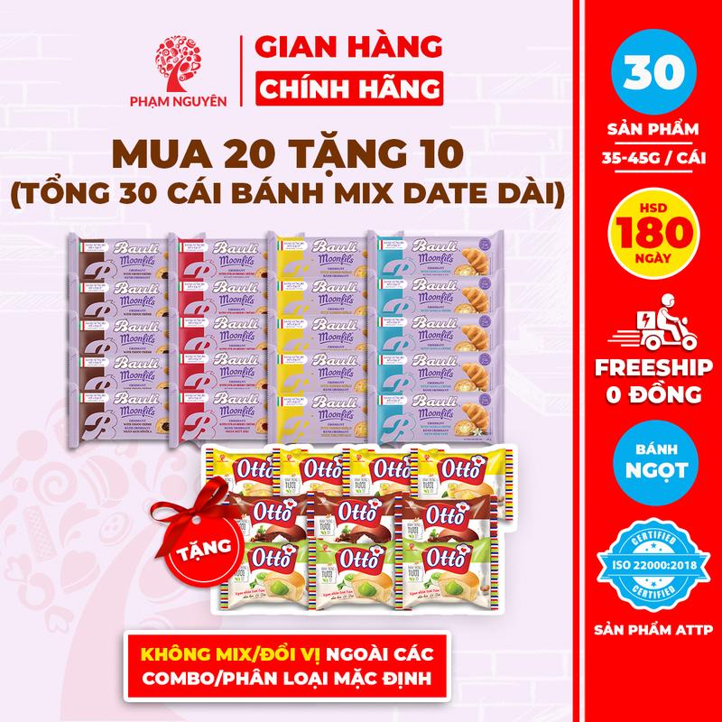 [DATE 13/11][Mua 20 tặng 10] Tổng cộng 30 Bánh Sừng Bò Bauli và Bánh Trứng Tươi Otto date dài mix 7 vị | Bánh ăn sáng tiện lợi giàu dinh dưỡng | Bánh sừng trâu | Đồ ăn vặt Snack Food | Thức Ăn
