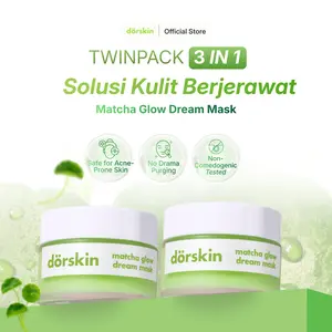 [HOT SALE RAMADHAN] Dorskin Twin Pack Matcha Glow Dream Mask Masker 3in1 Pelembab Sleeping Mask dan Totol Jerawat Wajah Berjerawat dan Bruntusan Arbutin Kering