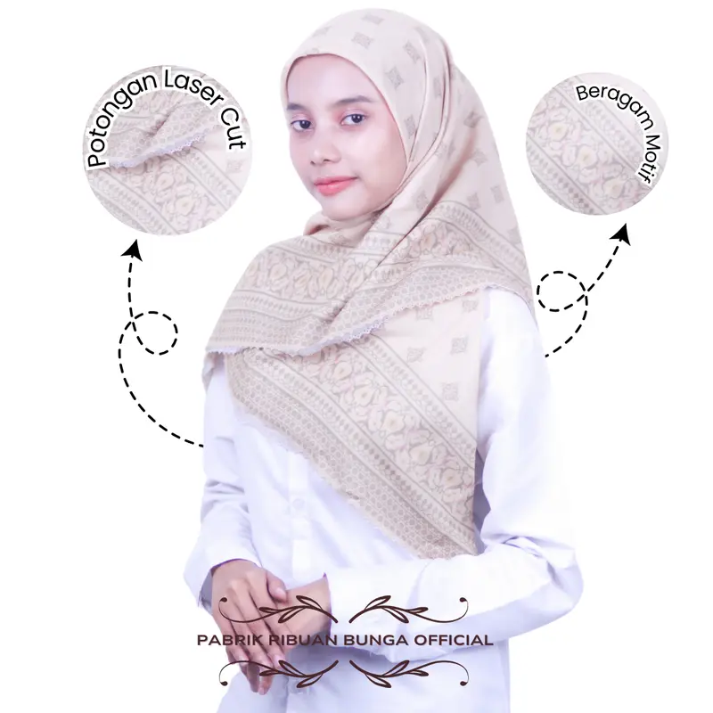 Hijab/Kerudung ukuran Standard Segiempat Motif bahan Voal TERMURAH dan Berkualitas PREMIUM (08-0022) 0