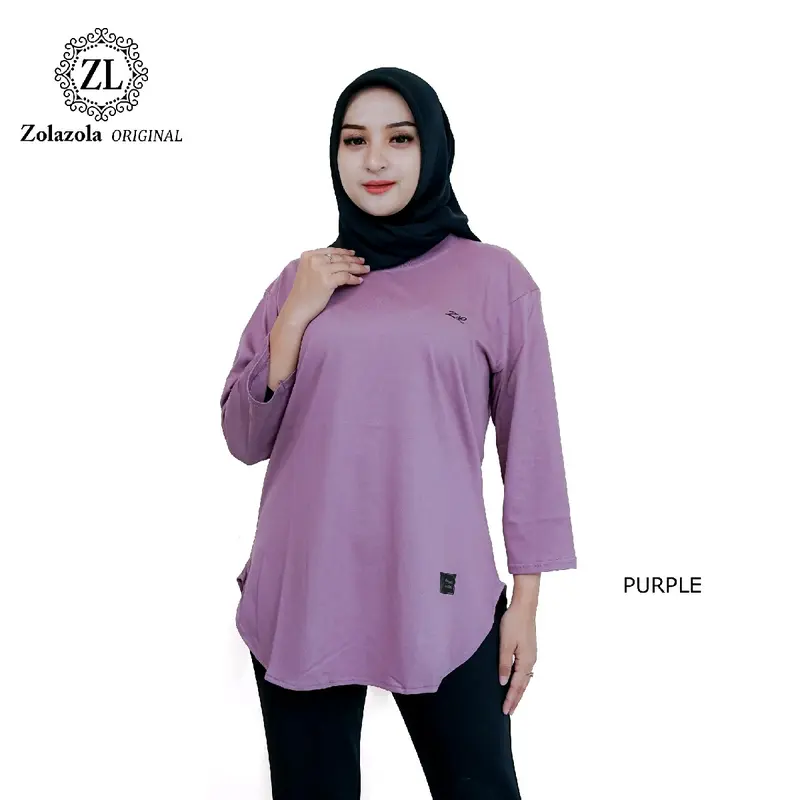 ZolaZola Kaos Oval Lengan 7/8 Wanita Size [ M, L, XL, XXL, XXXL ] Cotton Combed 24s/ Baju Polos Seragam Kekinian 5