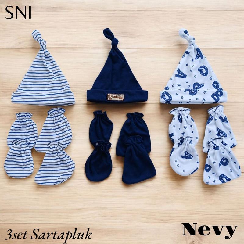 Product Introduction of 9in1 / 3 Set Topi Dan Sarung tangankaki Bayi Baru Lahir (SNI) Usia 0-3 Bulan Unisex Fashion 8