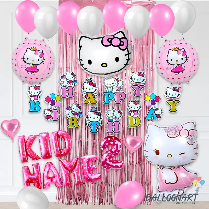 HELLO KITTY SIMPLE DEKORASI SET/BALON FOIL/DEKORASI ULANG TAHUN ANAK PEREMPUAN Balon 1