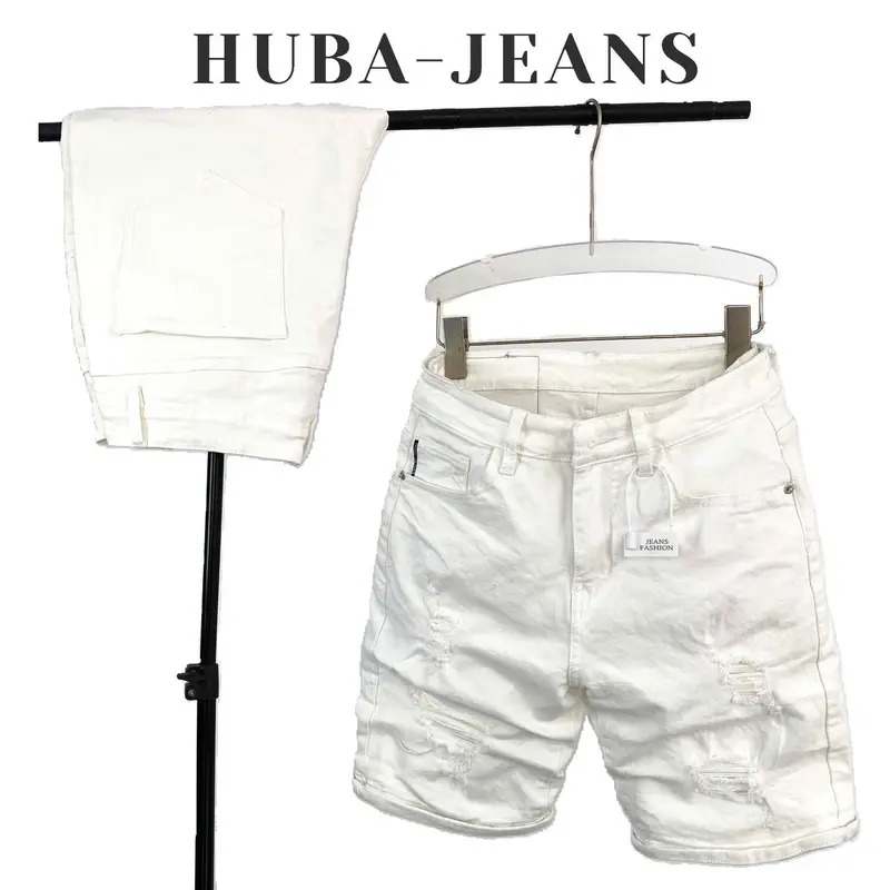 HUBA-JEANS (có BIGSIZE)Quần jean nam sọt wash Menswear Pants Denim quầntàntật quần purple quần biker quần icon thông thường khóa kéo có thể giặt máy khóa kéo Kem 7