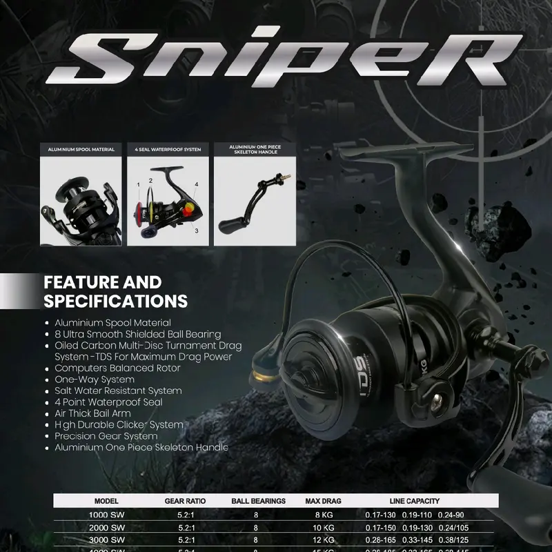 REEL SPINNING GO STRIKE VERSUS SNIPER POWER HANDLE SALTWATER RESISTANT 0